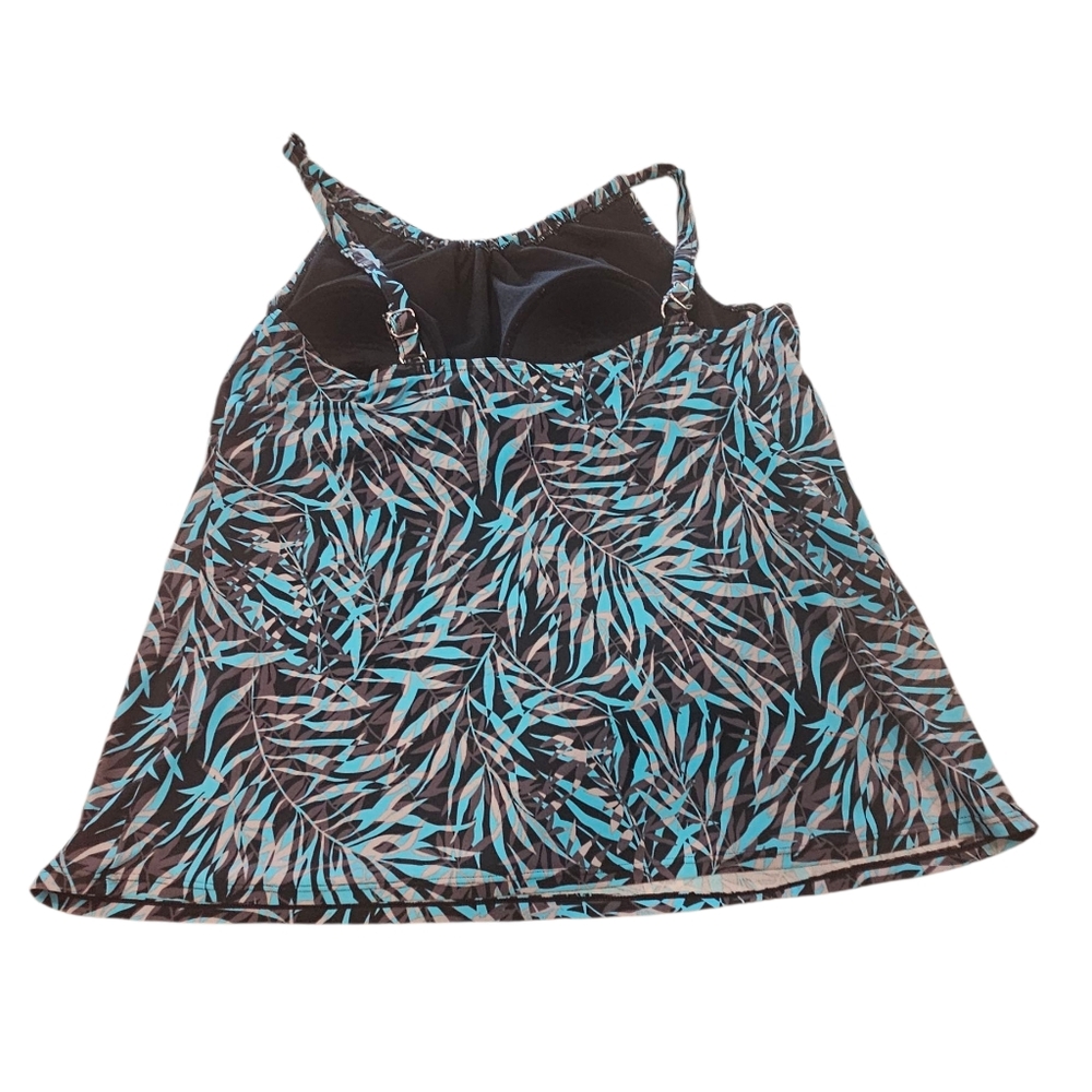 St. John's Bay Swimsuit Top Size 16 Black Teal Grey Good Condition - Picture 3 of 7